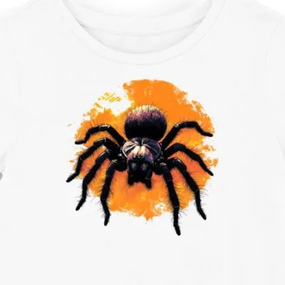Koszulka damska biała z motywem czarnej tarantuli w dżungli