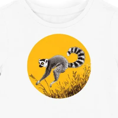 Koszulka damska biała z motywem lemura i dżungli