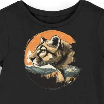 Koszulka damska czarna z motywem puma w tajemniczym polu