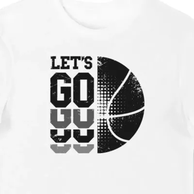 Koszulka męska dla koszykarza z napisem "Let's go" biała