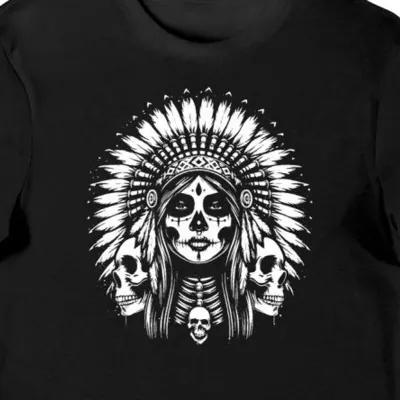 Koszulka męska indianka apacza czaszki tribal czarna
