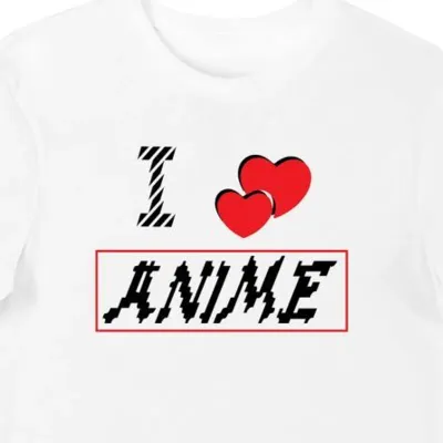 Koszulka męska z napisem "I love ANIME" biała