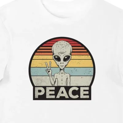 Koszulka męska peace z alienem biała