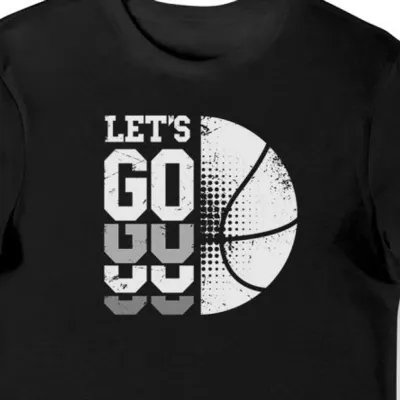 Koszulka męska dla koszykarza z napisem "Let's go" czarna