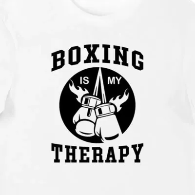 Koszulka męska dla boksera z napisem "Boxing is my therapy" biała