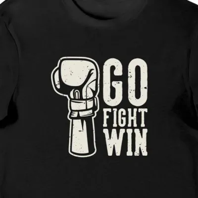 Koszulka męska dla boksera z napisem "Go Fight Win" czarna