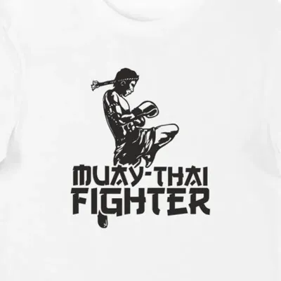 Koszulka męska z napisem "Muay-thai Fighter" biała