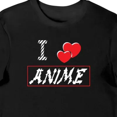 Koszulka męska z napisem "I love ANIME" czarna