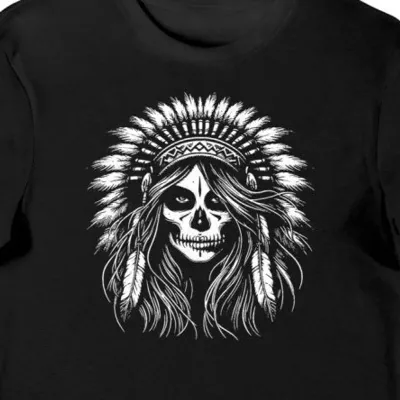 Koszulka męska czaszka indianka apacza tribal czarna
