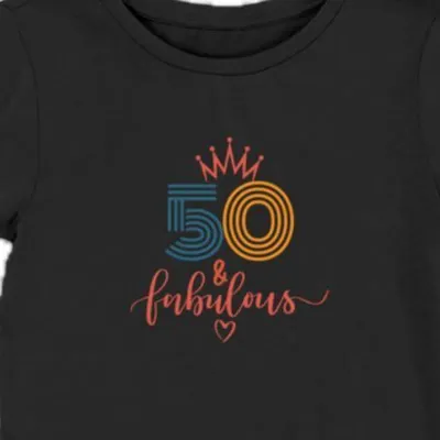 Koszulka damska na 50 urodziny 50 & fabulous czarna