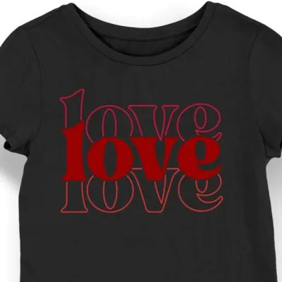 Koszulka damska z napisem love love love walentynki czarna