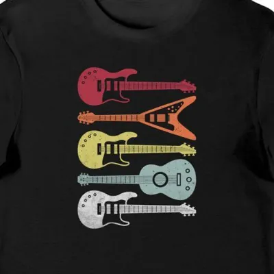 Koszulka męska z retro gitarami czarna