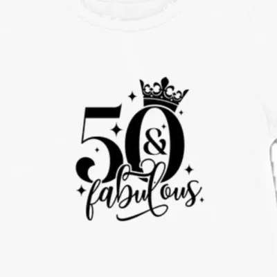 Koszulka damska na 50 urodziny 50 & Fabulous biała