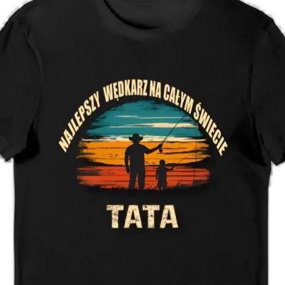 Koszulka najlepszy wędkarz na całym świecie tata czarna