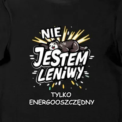 Koszulka męska nie jestem leniwy tylko energooszczędny czarna