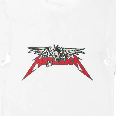 Koszulka męska czerwone logo Metalica biała
