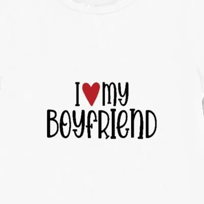 Koszulka damska napis i love my boyfriend biała