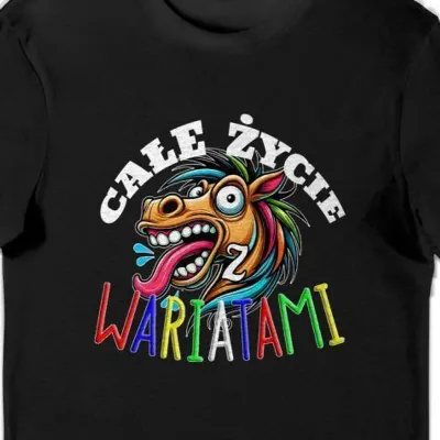 Koszulka całe życie z wariatami czarna