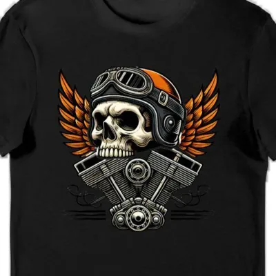 Koszulka męska Harley Davidson czaszka czarna