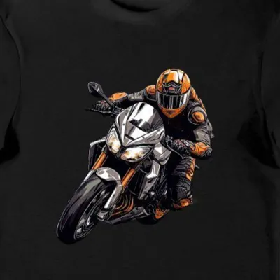 Koszulka dla motocyklisty z grafiką czarna