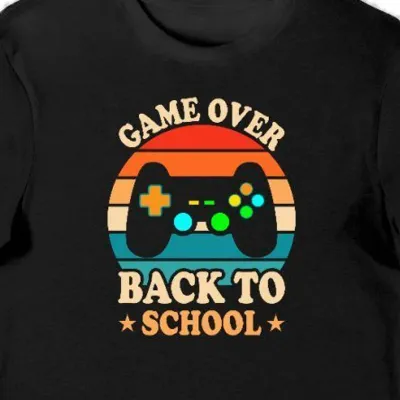 Koszulka męska game over back to school czarna