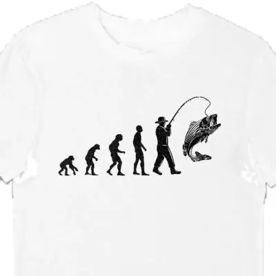 Koszulka męska evolution of fishing wędkarz biała