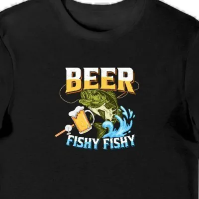 Koszulka męska wędkarz beer fishy fishy czarna
