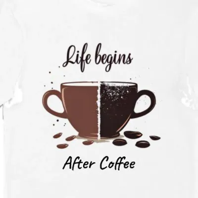 Koszulka męska kawa  life begins after coffee biała