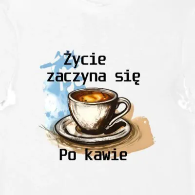 Koszulka męska życie zaczyna się po kawie biała