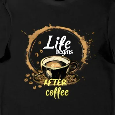 Koszulka life begins after coffee czarna