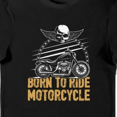 Koszulka męska born to ride motorcycle czarna