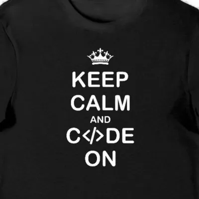 Koszulka męska programowanie Keep Calm and Code On czarna