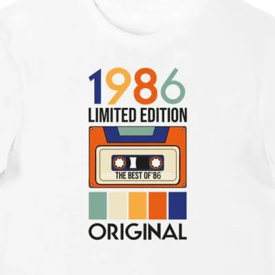 Koszulka męska na 40 urodziny vintage 1986 limited edition biała