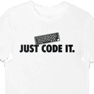 Koszulka męska dla programisty just code it biała
