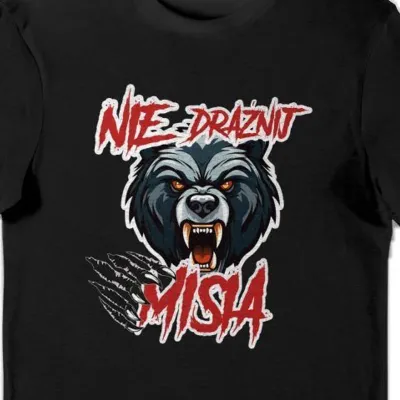 Koszulka męska nie drażnij misia czarna