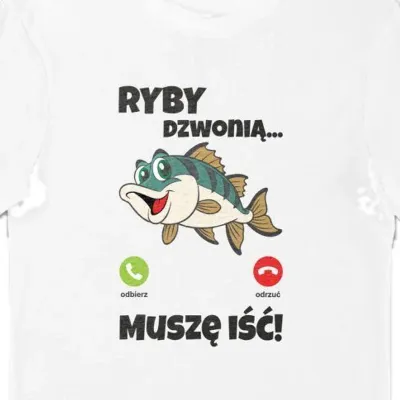 Koszulka ryby dzwonią muszę iść biała