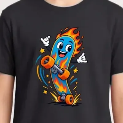 Koszulka z deskorolką dla chłopca czarna wesoła bajka