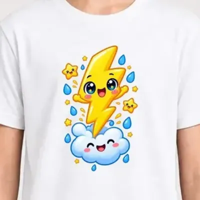 Koszulka z piorunem dla dziewczynki biała słodki styl kawaii