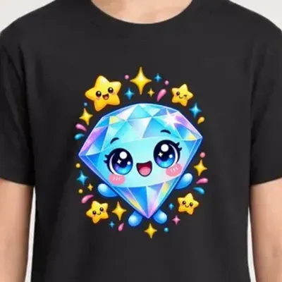Koszulka z diamentem dla dziewczynki czarna słodki kawaii