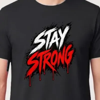 Koszulka męska czarna z napisem stay strong dla niego siłacz prezent