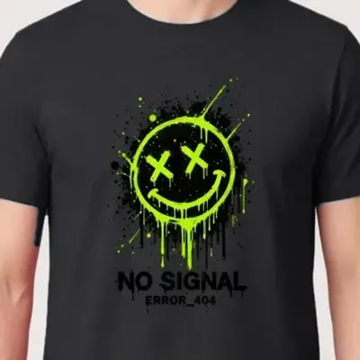 Koszulka męska czarna śmieszna buźka graffiti no signal meme prezent