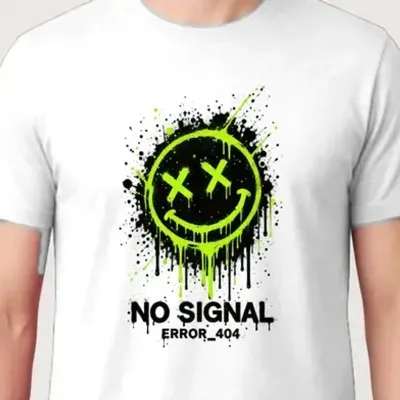 Koszulka męska biała śmieszna buźka graffiti no signal meme prezent