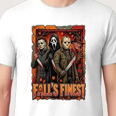 Koszulka męska biała ikony horroru Jason Myers Freddy Ghostface