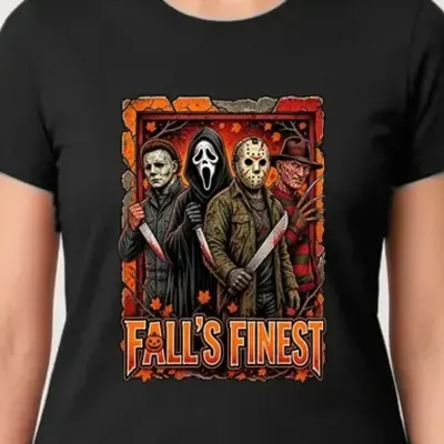 Koszulka damska czarna ikony horroru Freddy Myers Ghostface dla niej