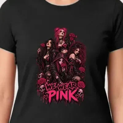 Koszulka damska czarna gotyckie dziewczyny z różami mroczna punk