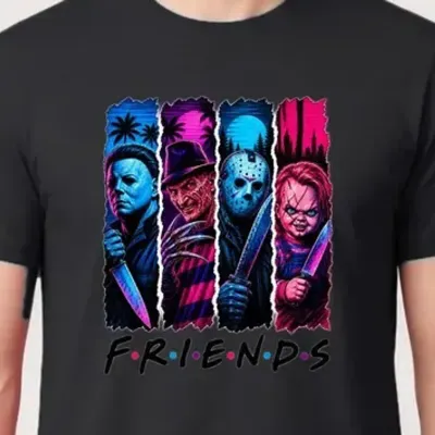 Koszulka męska czarna ikony horroru Friends Myers Krueger Jason prezent