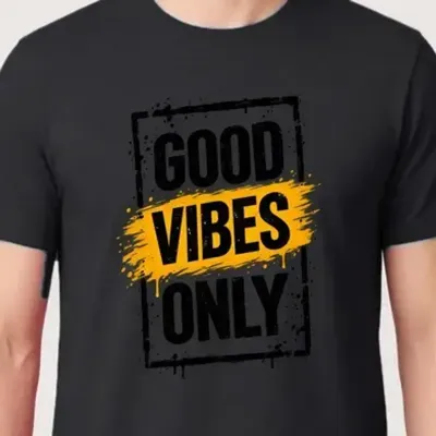 Koszulka męska czarna z napisem Good Vibes Only pozytywna prezent