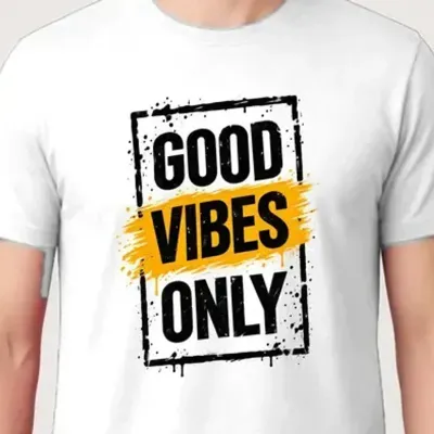 Koszulka męska biała z napisem Good Vibes Only pozytywna prezent