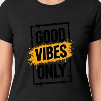 Koszulka damska czarna z napisem Good Vibes Only pozytywna prezent