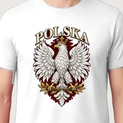 Koszulka męska biała Polska orzeł patriotyczna godło prezent